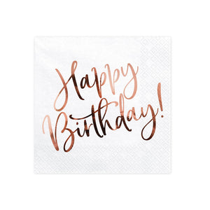 Party Deco Servietten für Geburtstag - Happy Birthday - Geburtstag mit Goldschrift, 33 X 33 cm, 20 Stück - Geburtstagsdeko Papierservietten für Event, Geburtstagparty, Jubiläum, Geburtstagsfeier