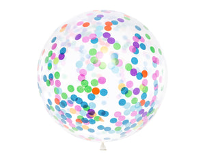 Riesenballon mit Konfetti 1m groß Luftballon Riesen Ballon Latexballon riesig klar transparent bunt