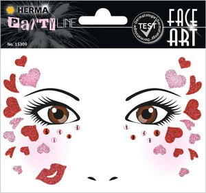 HERMA 15304 Face Art Sticker Bienen Blumen, dermatologisch getestet, ablösbare Glitzer Gesicht Aufkleber, temporäre Tattoos für Karneval Fasching Halloween Festival Kinder Geburtstag, gelb orange