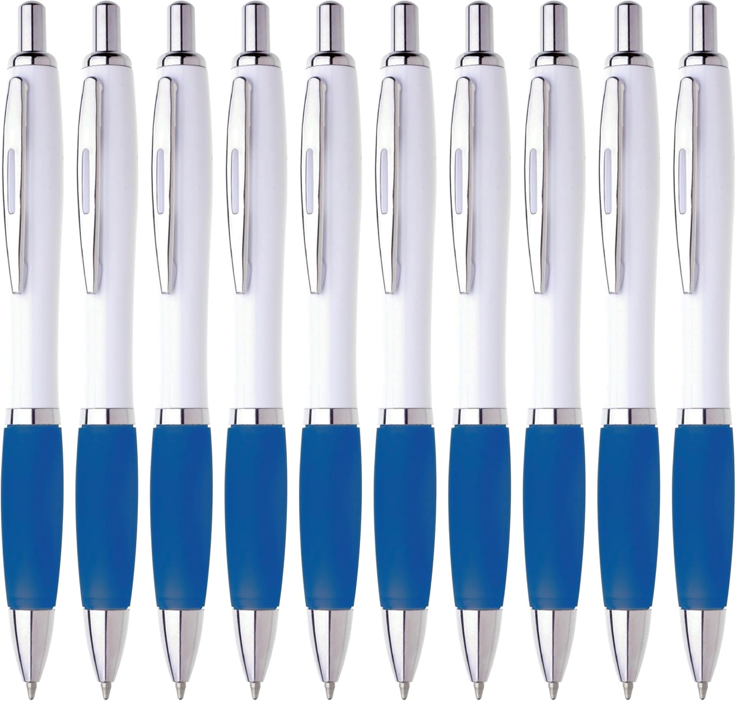 10 Kugelschreiber Hochwertige Blaue Tinte Ergonomisch Premium Qualität für Büro Schule und Haushalt (Blau)