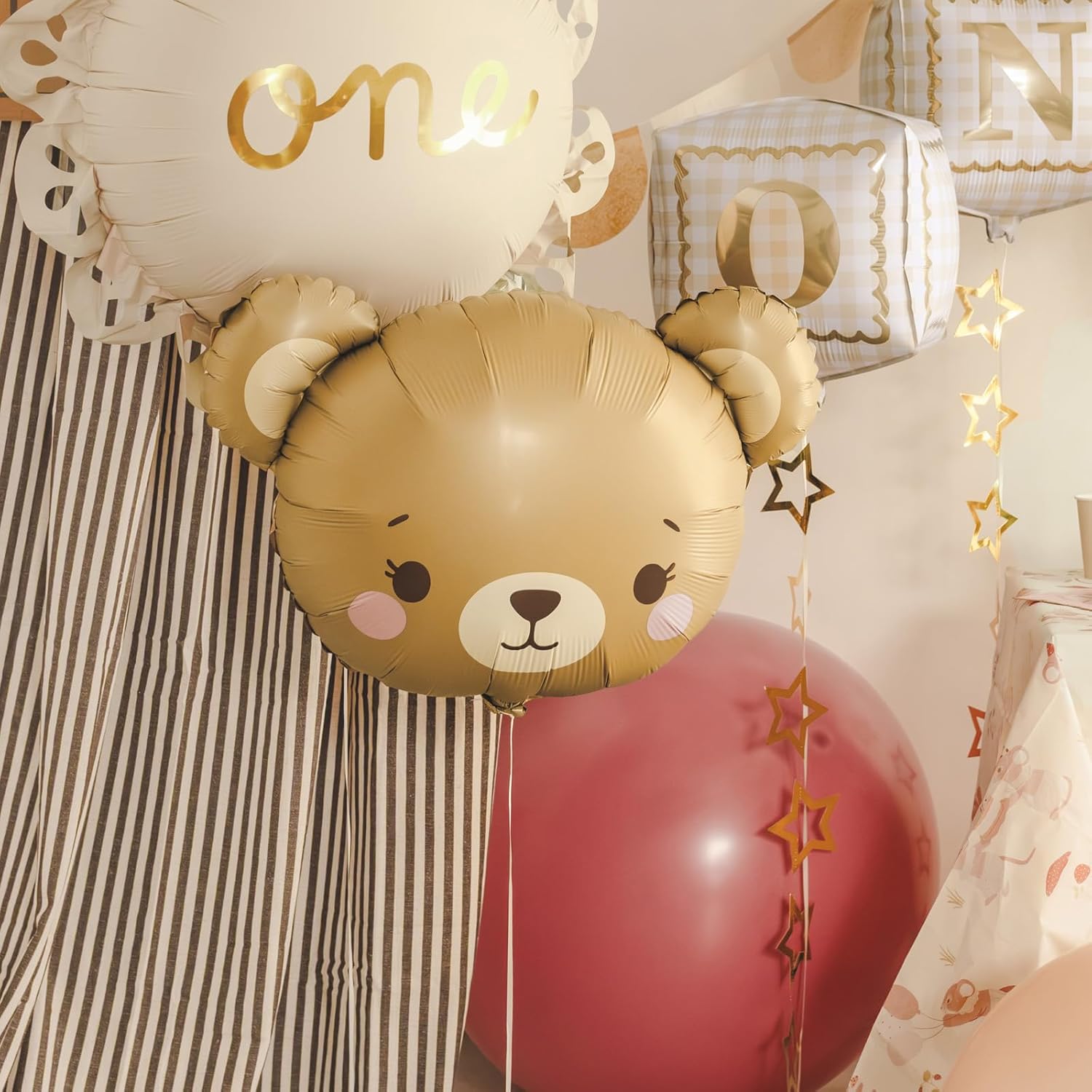 Folienballon Bär, 56x40 cm Creme – Ballon für Baby Shower & Kinderpartys