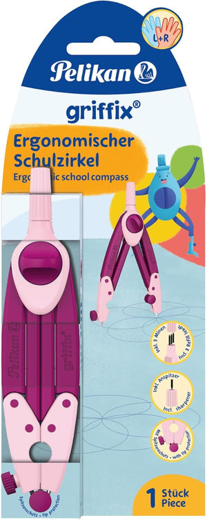 Pelikan griffix Schul-Zirkel, 150mm, mit Ersatzminen, Anspitzer und Spitzenschutz, Sweet Berry, 1 Stück