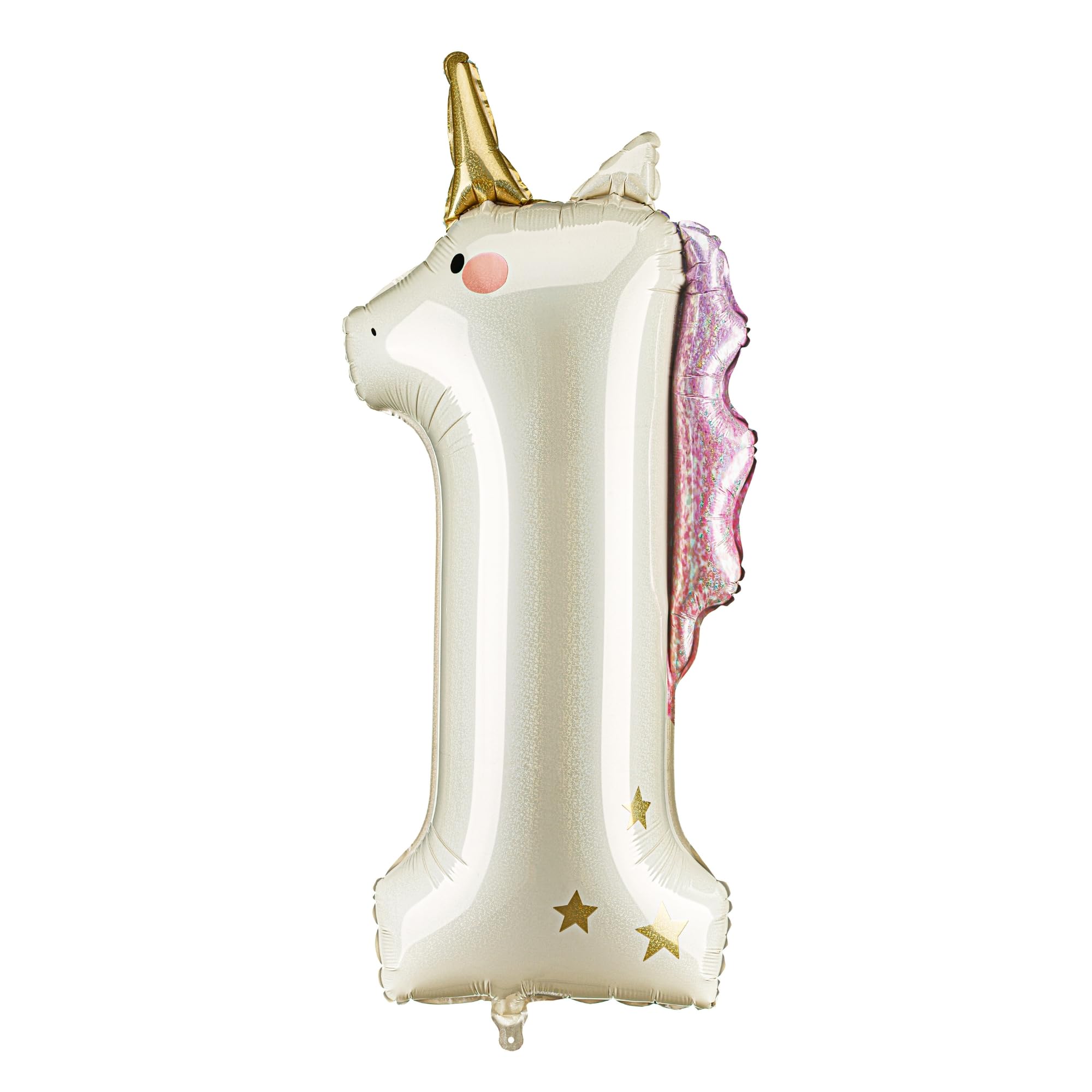 Folienballon Einhorn Ziffer 4-93cm - Luftballon für Helium oder Luft - Kunststoffballon für Kindergeburtstag Kinderparty Babyfeier - Ballon für Feste - Weiß Gold Pink