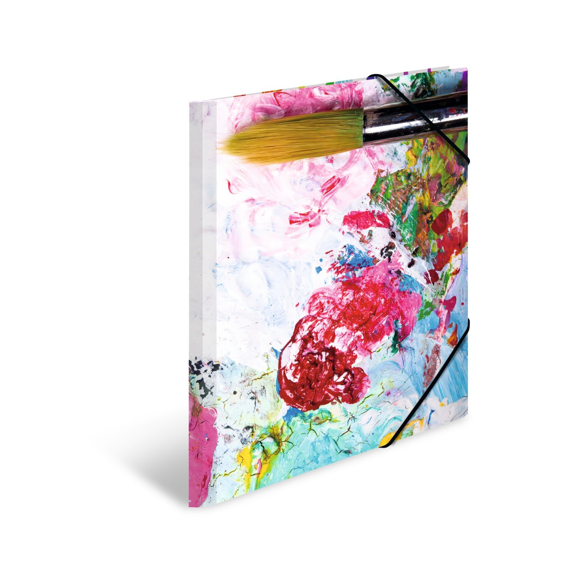 HERMA Sammelmappen A3 Farben Set, 3 Stück, Kinder Eckspanner-Mappen aus Pappe mit Kunst Motiv, Gummizug, Innenklappen und Innendruck für Jungen und Mädchen