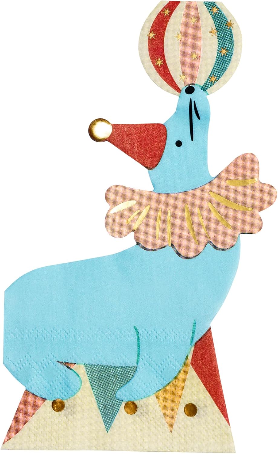 Servietten Papier 21x33cm Seehund mit Ball 12 Stück - Einweg Partyservietten 2-lagig - Papierservietten für Kindergeburtstag - Deko Zirkus Party - Motivservietten Gastronomie Alltag - Blau Rot