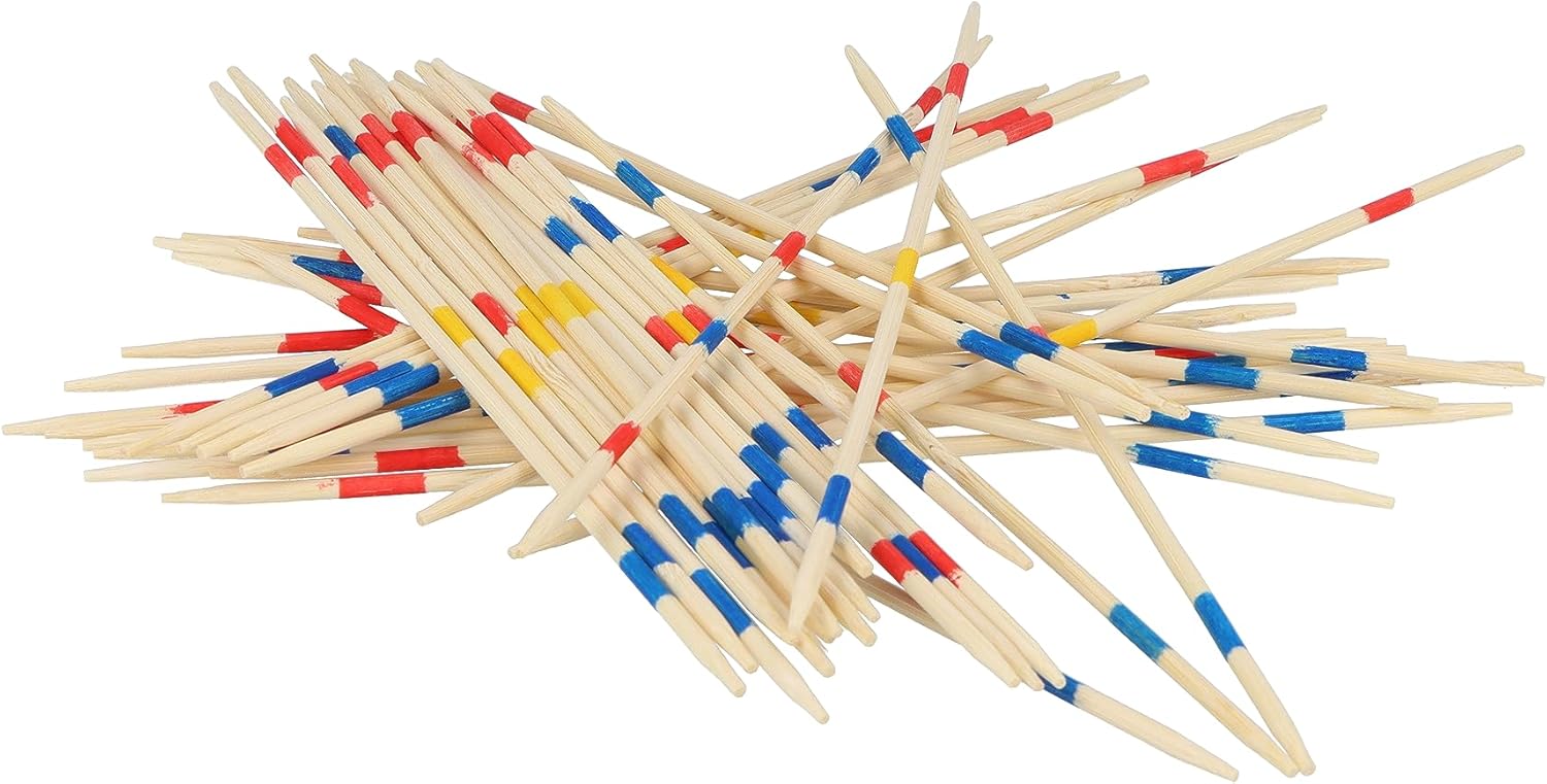 HENBRANDT Mikado Stäbchen, Holzkiste mit 41-Teilig, 19cm Pickup Sticks Familienspiele Tischplatte Brettspiel Holzspielzeug für Kinder und Erwachsene