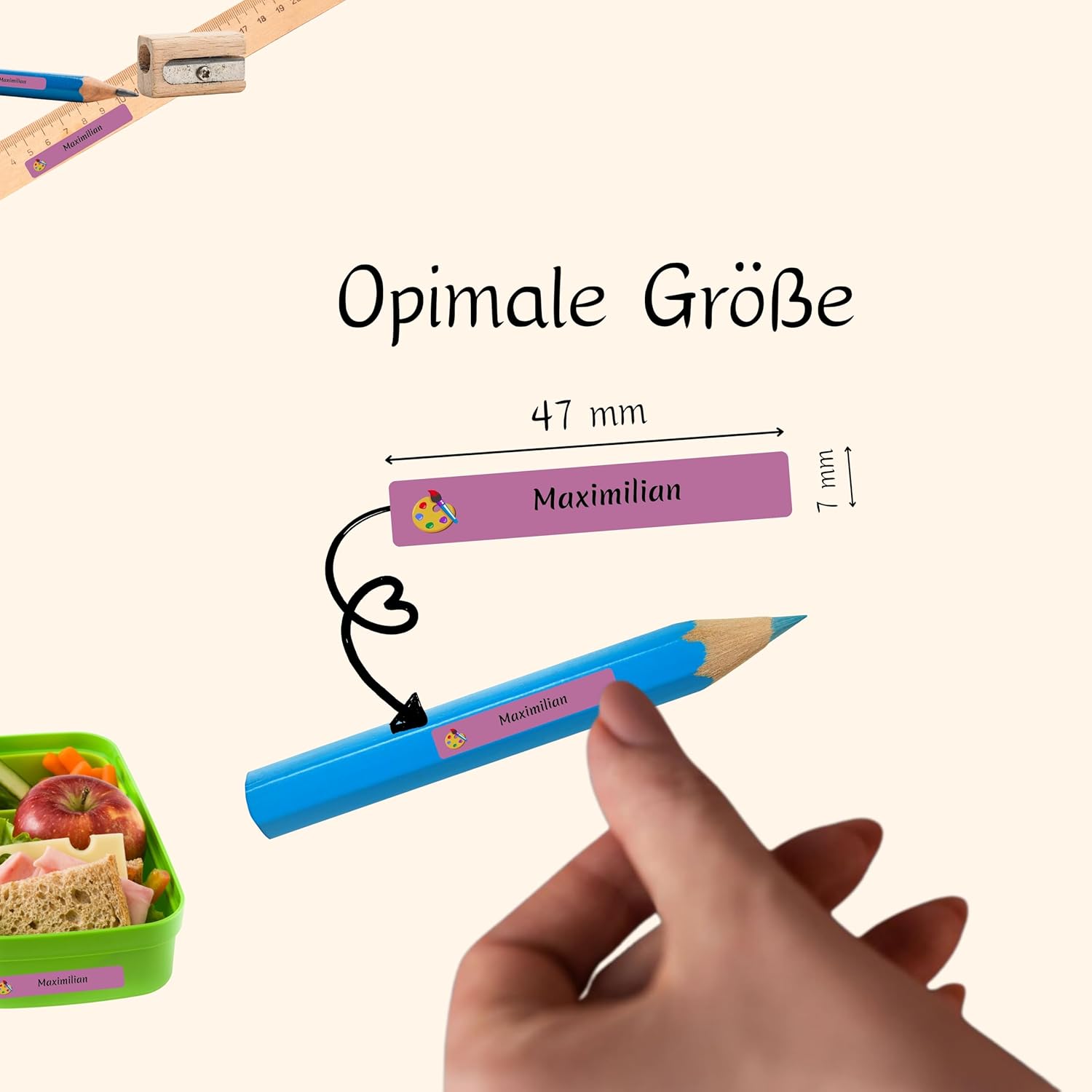 Namensaufkleber für Stifte | 112 Personalisierte Klebeetiketten für Kinder Schule Kita Uni | Namens Etiketten personalisiert | Made in Germany (Beerenlila)