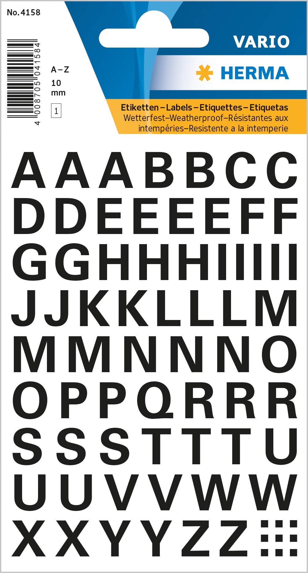 HERMA 4159 Zahlen Aufkleber schwarz 0-9, 71 Stück, Schriftgröße 10 mm, selbstklebend, wetterfest, klein, Nummer Ziffer Klebezahlen Sticker Hausnummern aus Folie zum Aufkleben, transparent