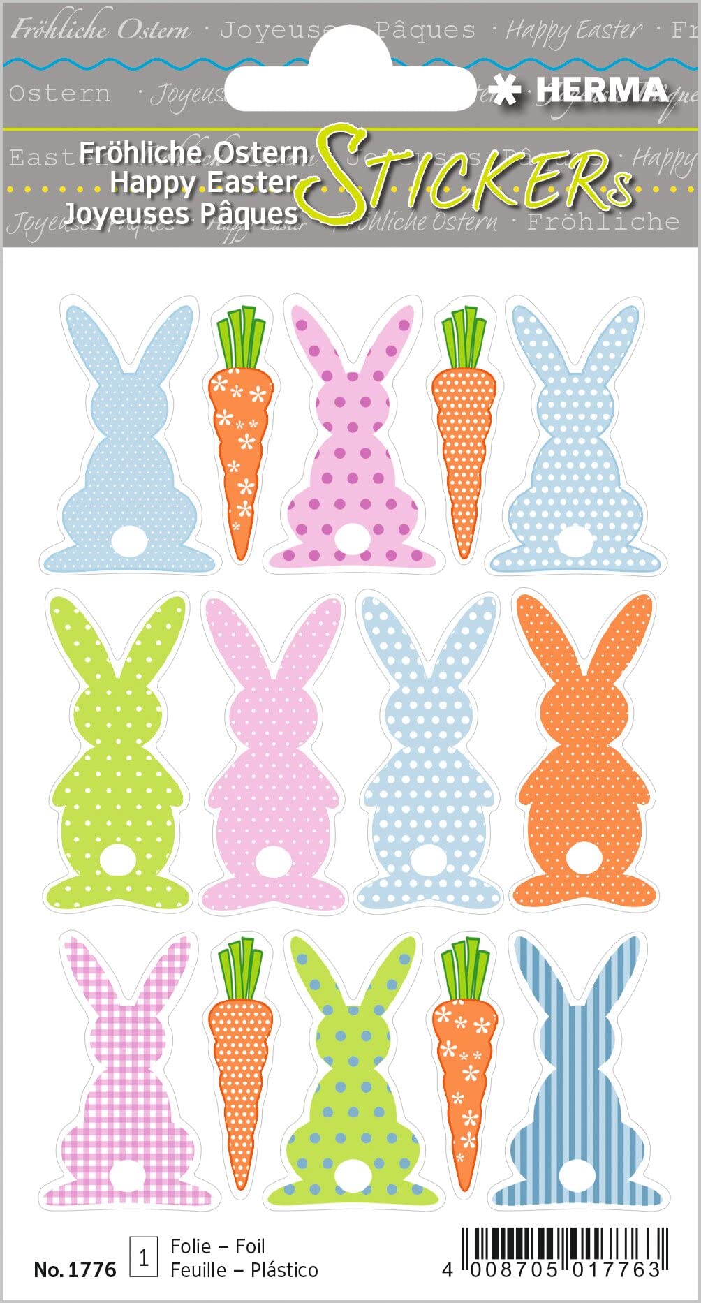 HERMA 3686 Aufkleber Ostereier Küken Bunt klein, 57 Stück, Ostern Sticker mit Ostermotiven, Happy Easter Etiketten für Ostergeschenke Osterdeko Scrapbooking Dekoration Geschenk Briefe DIY Basteln