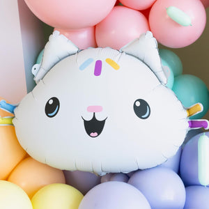 Folienballon Gabby's Dollhouse Kuchi 67x43cm - Ballon für Helium oder Luft - Kindergeburtstag Mädchen Partydeko - Cakey Folienluftballon Geburtstagsdeko - Weiß