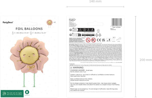 PartyDeco Airwalker Folienballon Blume 104x104 cm | Rosarot