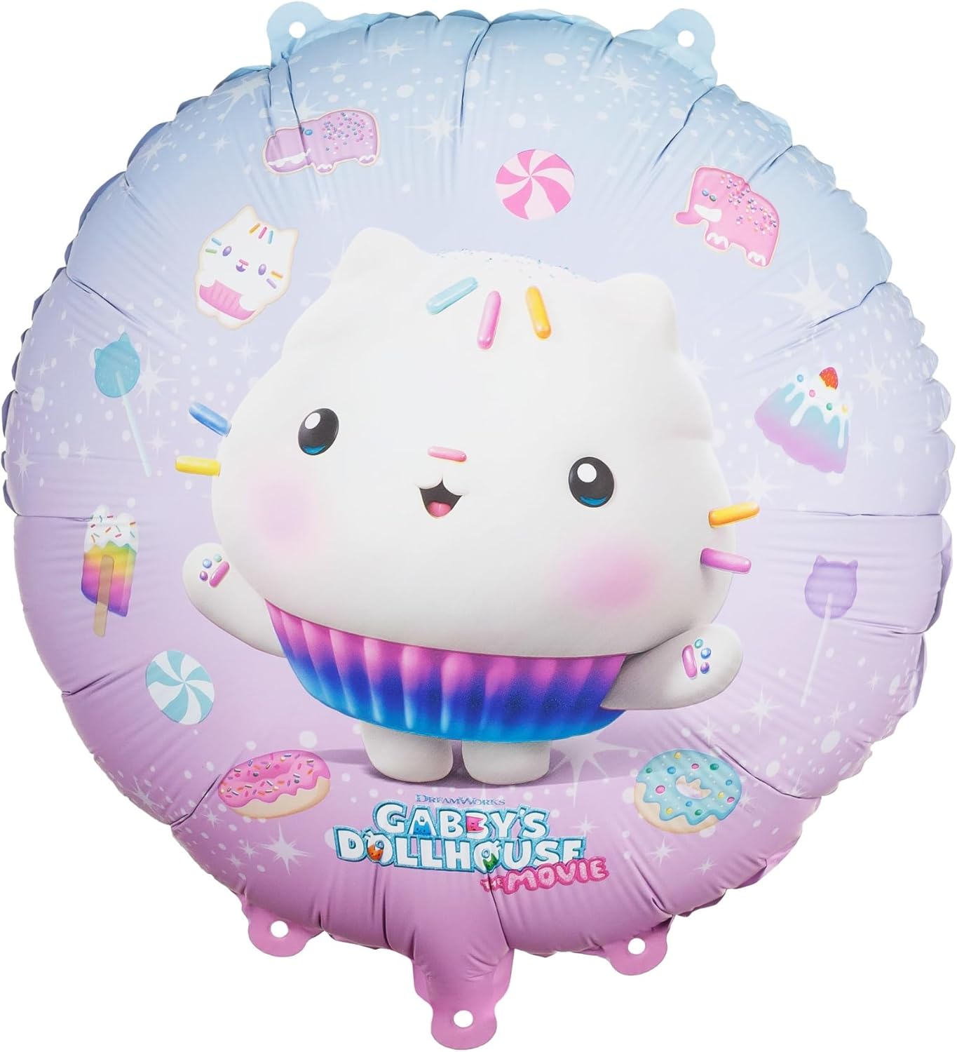 Folienballon Gabby's Dollhouse Kuchi 35cm - Ballon für Helium oder Luft - Kindergeburtstag Mädchen Partydeko - Cakey Folienluftballon Geburtstagsdeko - Rosa Weiß