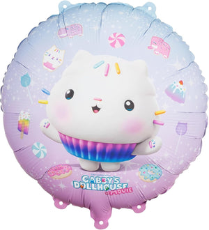 Folienballon Gabby's Dollhouse Kuchi 35cm - Ballon für Helium oder Luft - Kindergeburtstag Mädchen Partydeko - Cakey Folienluftballon Geburtstagsdeko - Rosa Weiß