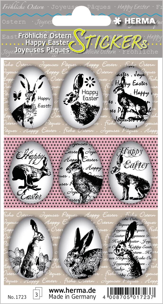 HERMA 3686 Aufkleber Ostereier Küken Bunt klein, 57 Stück, Ostern Sticker mit Ostermotiven, Happy Easter Etiketten für Ostergeschenke Osterdeko Scrapbooking Dekoration Geschenk Briefe DIY Basteln