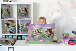HERMA Sammelmappe A4 Pferdewelt, Eckspanner-Mappe aus Pappe mit Kindergarten Motiv, Gummizug, Innenklappen und Innendruck für Jungen, Mädchen und Kinder