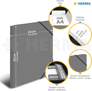 HERMA Sammelmappe A4 Pferdewelt, Eckspanner-Mappe aus Pappe mit Kindergarten Motiv, Gummizug, Innenklappen und Innendruck für Jungen, Mädchen und Kinder
