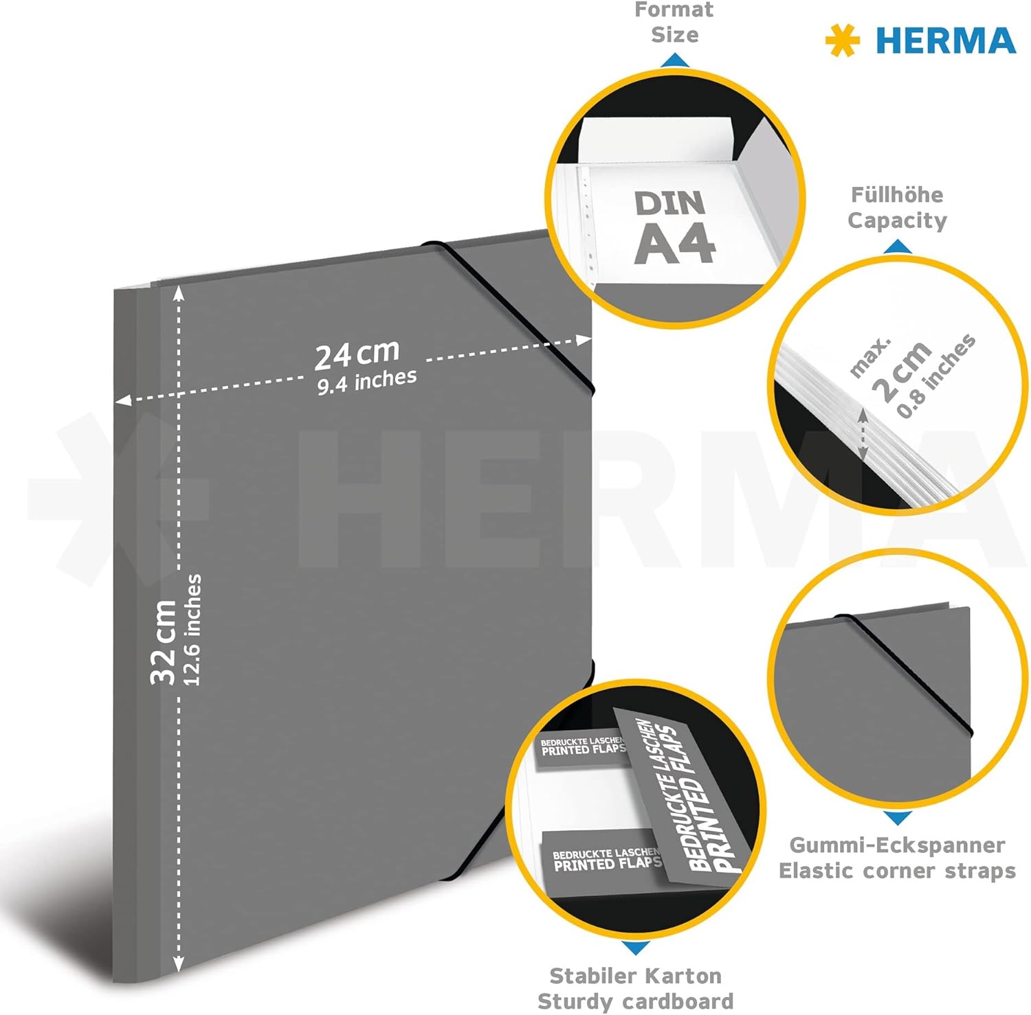 HERMA Sammelmappe A4 Hunde, Kinder Eckspanner-Mappe aus Pappe mit Tier Motiv, Gummizug, Innenklappen und Innendruck für Jungen und Mädchen