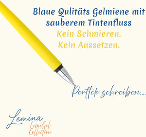 Gel Kugelschreiber | Hohe Deckkraft, mittlere Linienbreite | Hochwertige blaue Gel Mine | 5 Stück (Sunny Yellow Gelb)