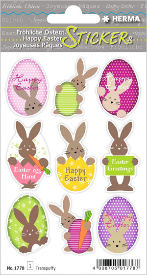 HERMA 3686 Aufkleber Ostereier Küken Bunt klein, 57 Stück, Ostern Sticker mit Ostermotiven, Happy Easter Etiketten für Ostergeschenke Osterdeko Scrapbooking Dekoration Geschenk Briefe DIY Basteln