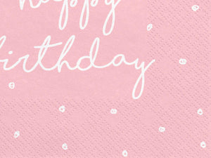 Servietten "Happy Birthday" 20Stk./33x33cm | Rosa