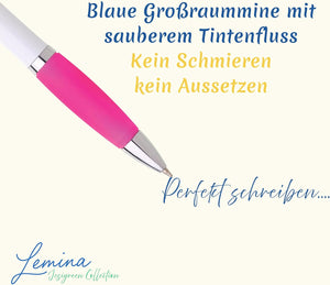 10er Pack Kugelschreiber Beidhändig Hochwertige Blaue Miene Ergonomisch Premium Qualität für Büro Schule und Haushalt (Pink)