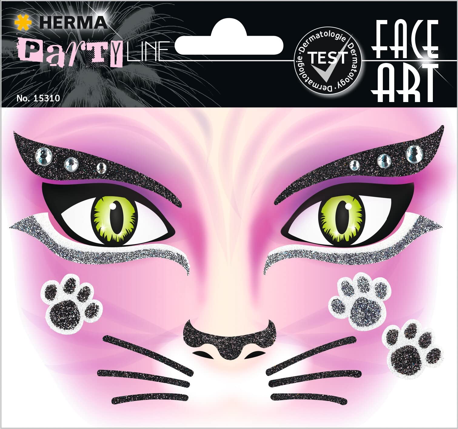 HERMA 15304 Face Art Sticker Bienen Blumen, dermatologisch getestet, ablösbare Glitzer Gesicht Aufkleber, temporäre Tattoos für Karneval Fasching Halloween Festival Kinder Geburtstag, gelb orange