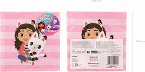 PartyDeco Servietten Gabby's Dollhouse Papier 33x33cm 20 STK. mit Pandy Paws - Papierservietten Partyservietten Kindergeburtstag - Tischdeko Kinderparty Geburtstag - Rosa