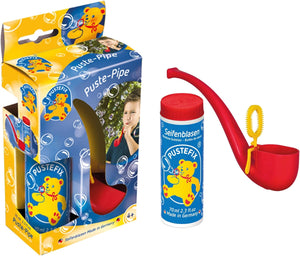 PUSTEFIX Puste-Pipe I 70 ml Seifenblasenwasser I Bunte Bubbles Made in Germany I Seifenblasen Spielzeug für Kindergeburtstag, Polterabend, Sommerparty & Hochzeit I Pfeife für Kinder & Erwachsene