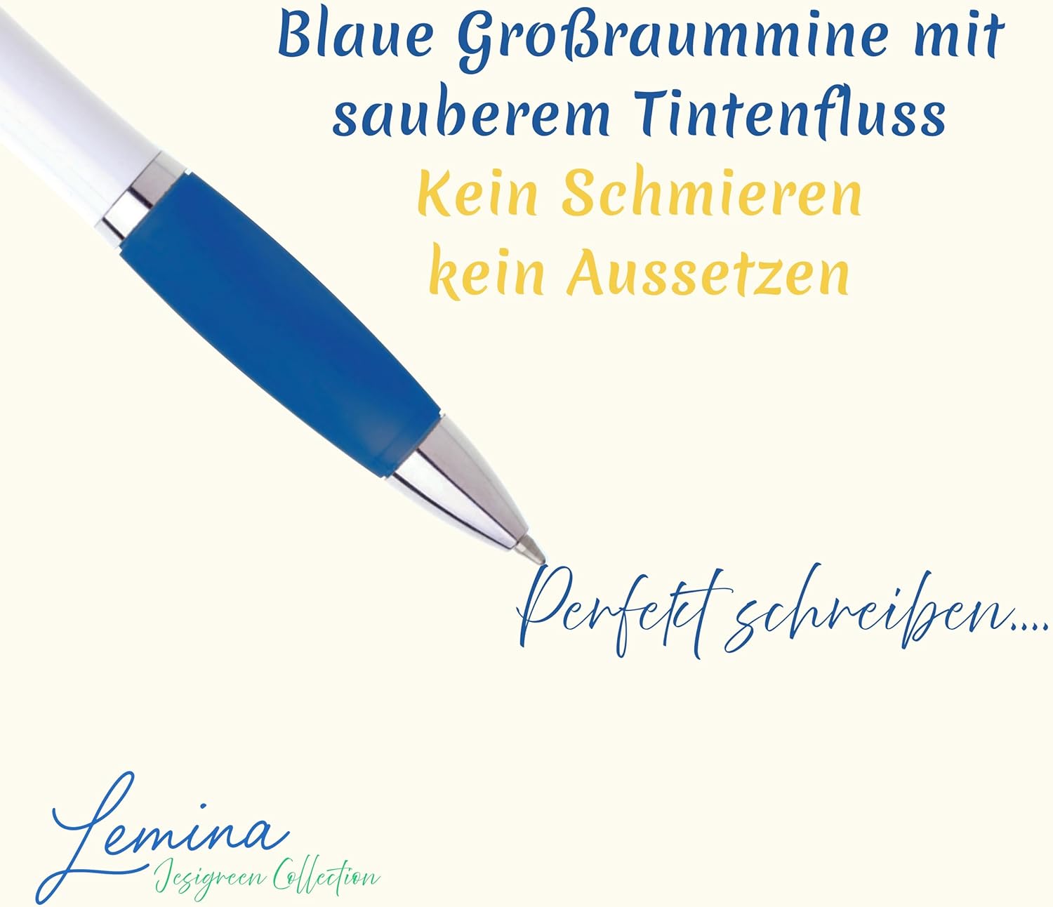 10 Kugelschreiber Hochwertige Blaue Tinte Ergonomisch Premium Qualität für Büro Schule und Haushalt (Blau)