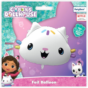 Folienballon Gabby's Dollhouse Kuchi 67x43cm - Ballon für Helium oder Luft - Kindergeburtstag Mädchen Partydeko - Cakey Folienluftballon Geburtstagsdeko - Weiß