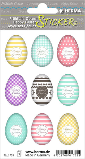 HERMA 3686 Aufkleber Ostereier Küken Bunt klein, 57 Stück, Ostern Sticker mit Ostermotiven, Happy Easter Etiketten für Ostergeschenke Osterdeko Scrapbooking Dekoration Geschenk Briefe DIY Basteln