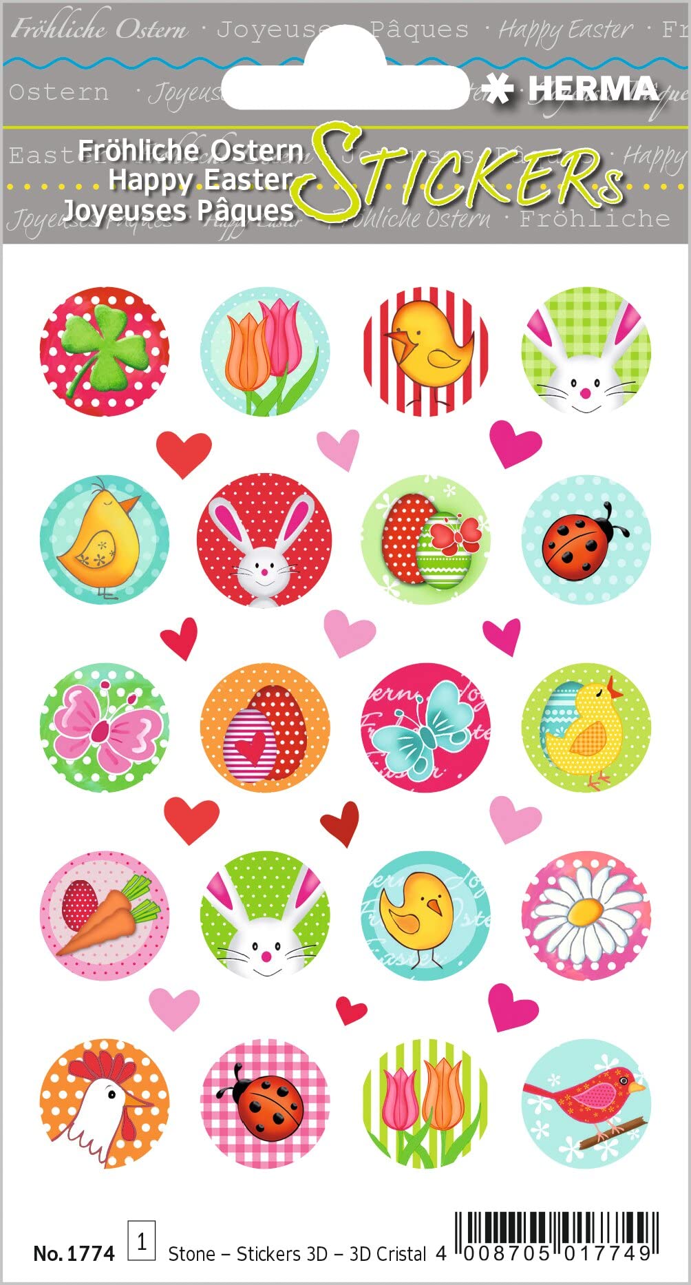 HERMA 3686 Aufkleber Ostereier Küken Bunt klein, 57 Stück, Ostern Sticker mit Ostermotiven, Happy Easter Etiketten für Ostergeschenke Osterdeko Scrapbooking Dekoration Geschenk Briefe DIY Basteln