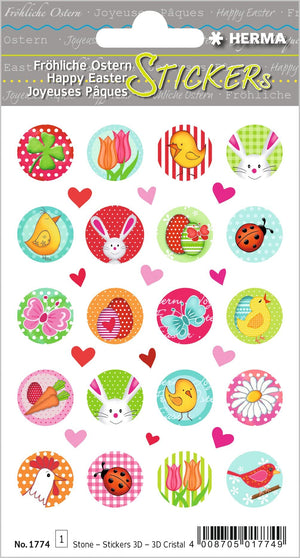 HERMA 3686 Aufkleber Ostereier Küken Bunt klein, 57 Stück, Ostern Sticker mit Ostermotiven, Happy Easter Etiketten für Ostergeschenke Osterdeko Scrapbooking Dekoration Geschenk Briefe DIY Basteln