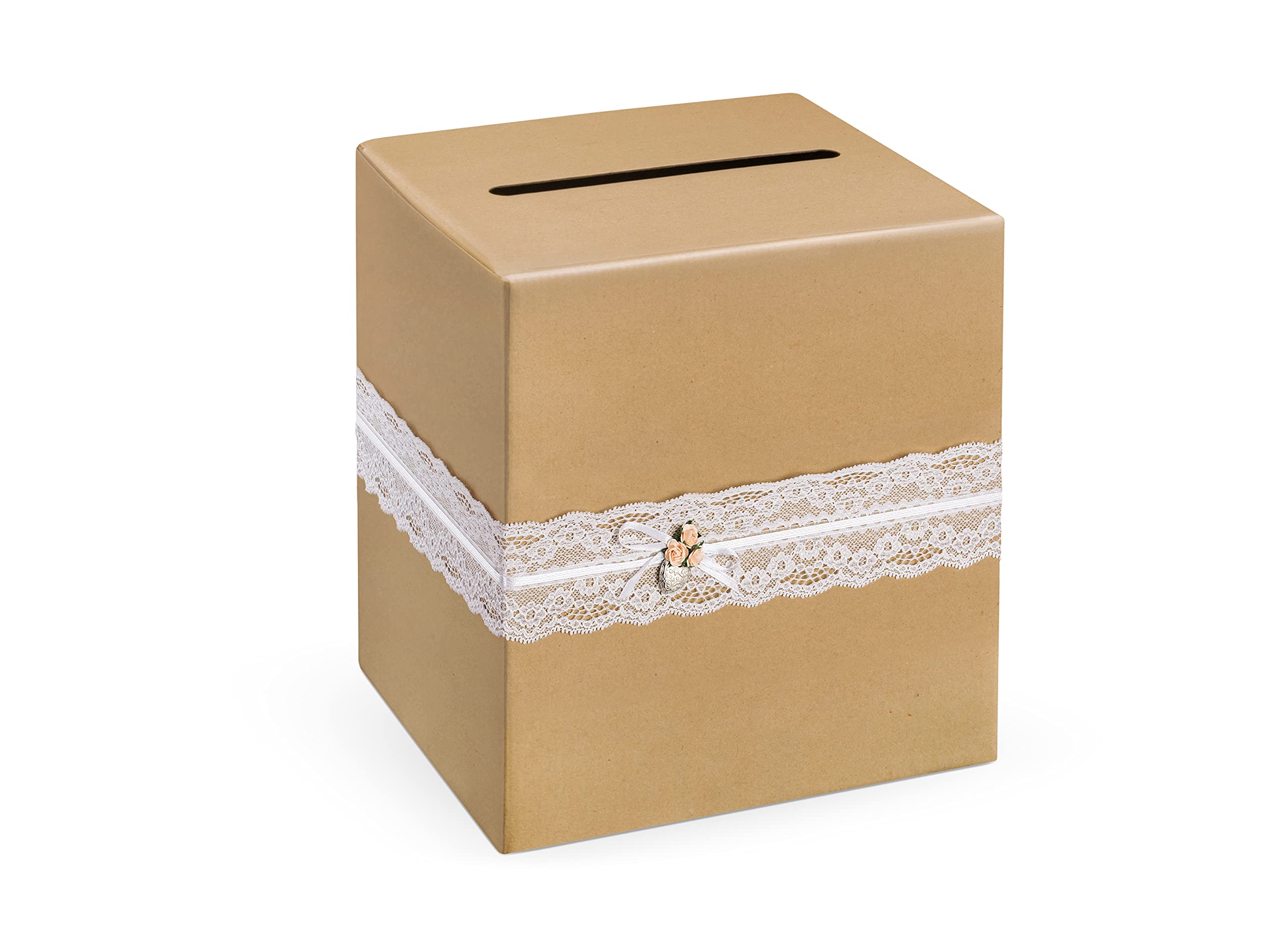 PartyDeco Geschenkbox, Gastgeschenk, Hochzeitsbox, Geldbox, Kartenbox - 24 x 24 x 24 cm - Geschenkkartenbox für Hochzeitsempfänge, Geburtstage, Abschlussfeiern, Braut- oder Babypartys - Gold