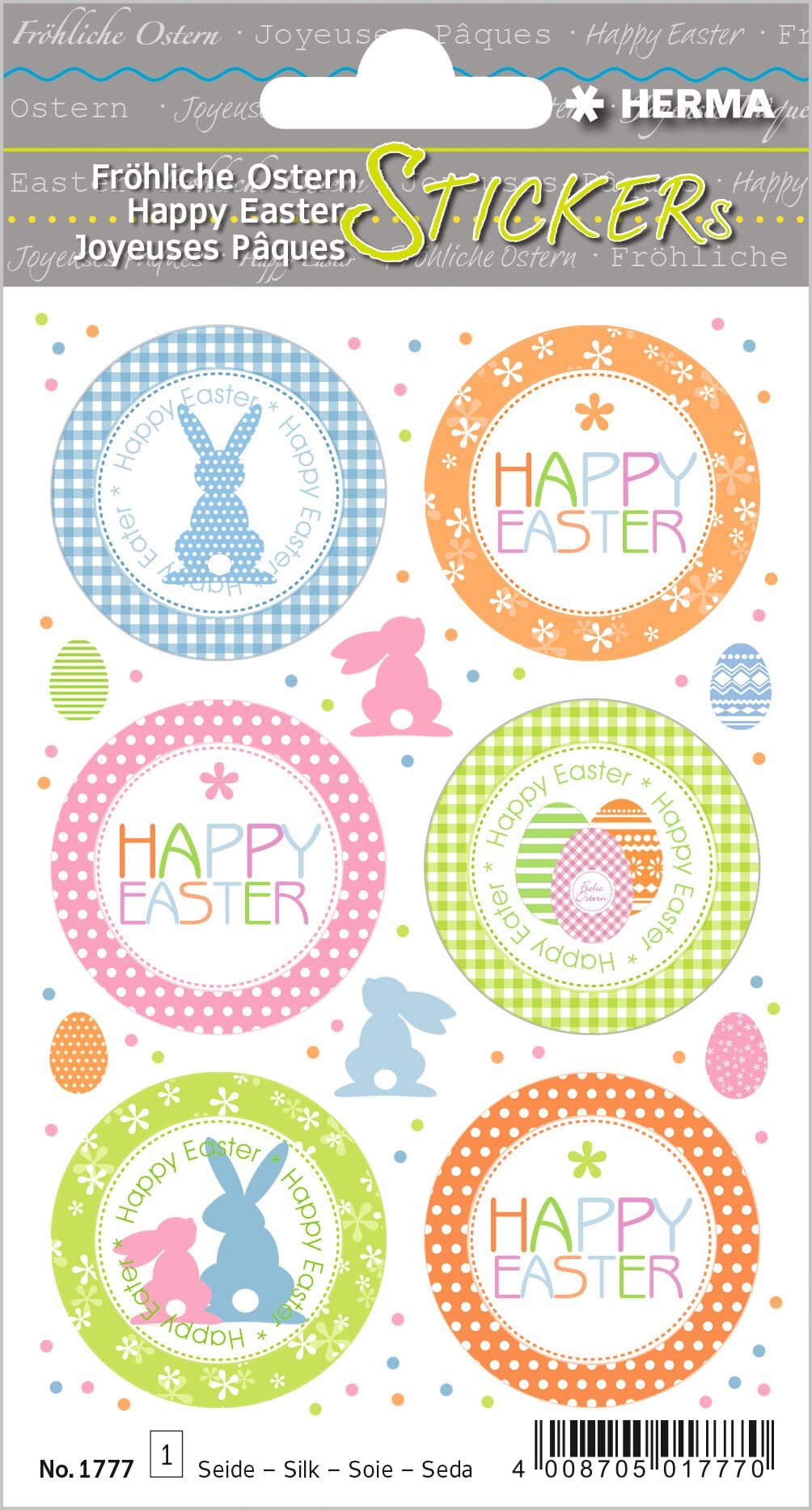 HERMA 3686 Aufkleber Ostereier Küken Bunt klein, 57 Stück, Ostern Sticker mit Ostermotiven, Happy Easter Etiketten für Ostergeschenke Osterdeko Scrapbooking Dekoration Geschenk Briefe DIY Basteln