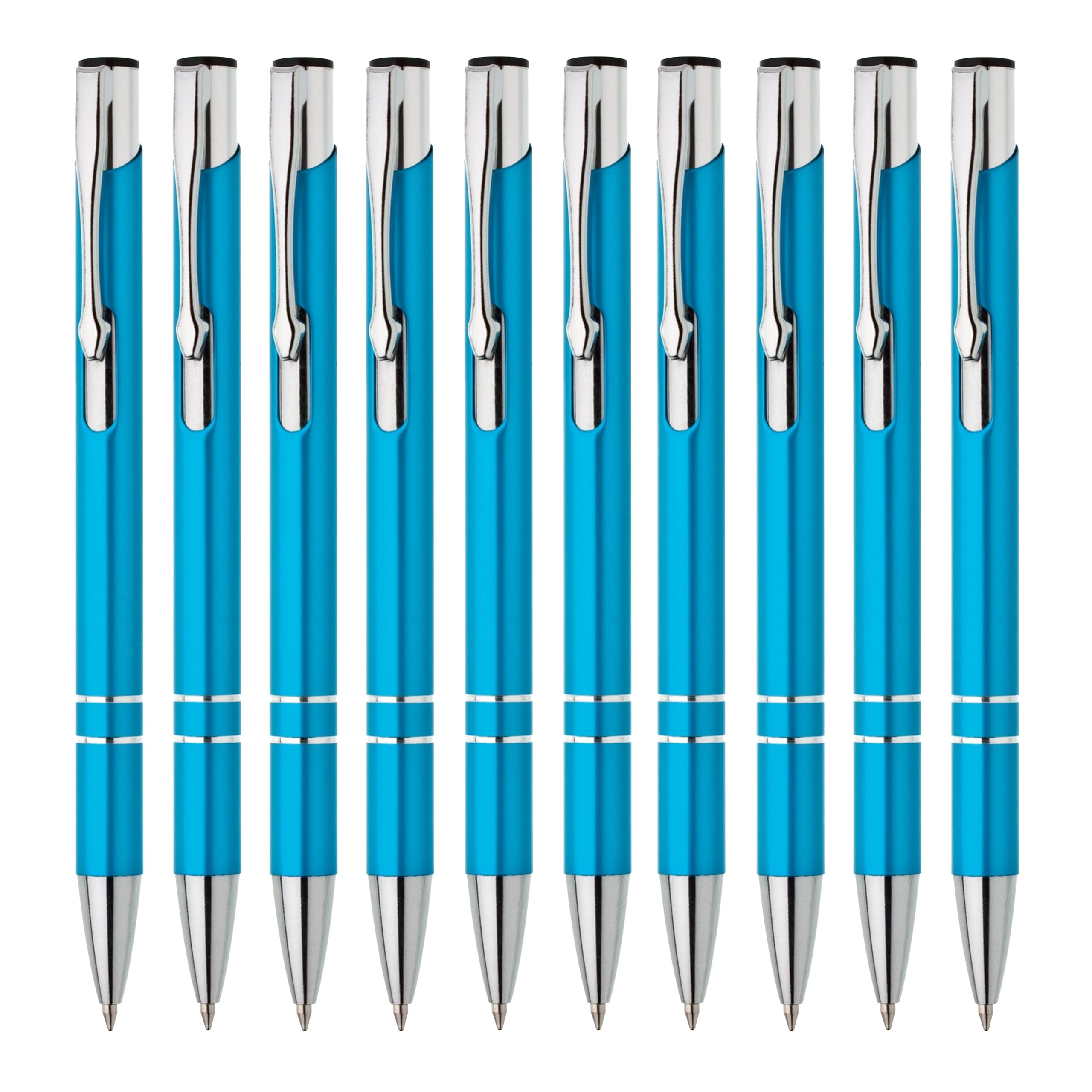 Metall Kugelschreiber 10er Set Hochwertige Blaue Tinte Premium Kullis für Büro Schule und Haushalt (Braun)
