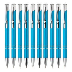 Metall Kugelschreiber 10er Set Hochwertige Blaue Tinte Premium Kullis für Büro Schule und Haushalt (Silber)