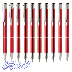 Kugelschreiber Metall 10er Set Hochwertige Blaue Tinte Premium Kullis für Büro Schule und Haushalt (Schwarz)