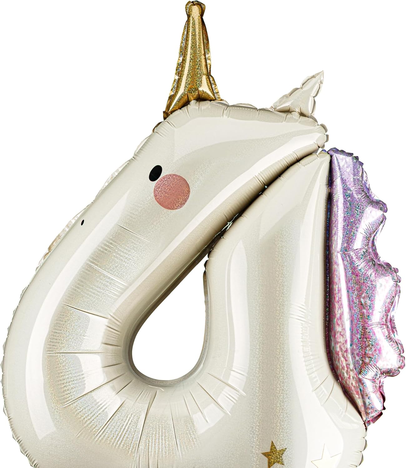 Folienballon Einhorn Ziffer 4-93cm - Luftballon für Helium oder Luft - Kunststoffballon für Kindergeburtstag Kinderparty Babyfeier - Ballon für Feste - Weiß Gold Pink