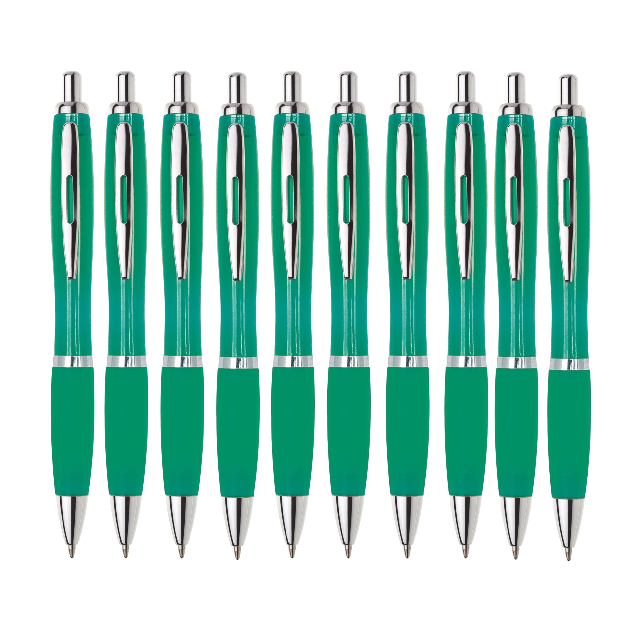Kugelschreiber ergonomisch | 10 Stück | Hochwertige Tinte in Blau | Für Büro Schule und Haushalt | Transparent (Dunkel Blau)
