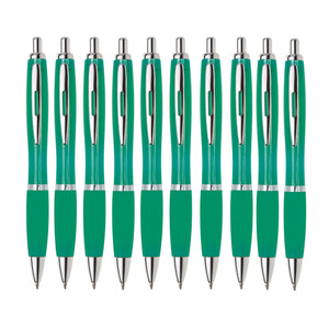 Kugelschreiber ergonomisch | 10 Stück | Hochwertige Tinte in Blau | Für Büro Schule und Haushalt | Transparent (Dunkel Blau)