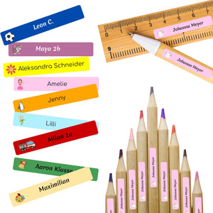 Namensaufkleber für Stifte | 112 Personalisierte Klebeetiketten für Kinder Schule Kita Uni | Namens Etiketten personalisiert | Made in Germany (Beerenlila)