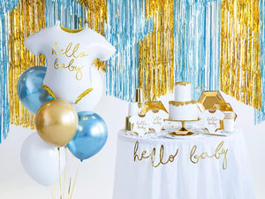 Servietten Hello Baby Strampler 32,5x31,5 cm 3-lagig 20 Stück Papierservietten Servierten für Geburt und Babyparty weiß gold bedruckt