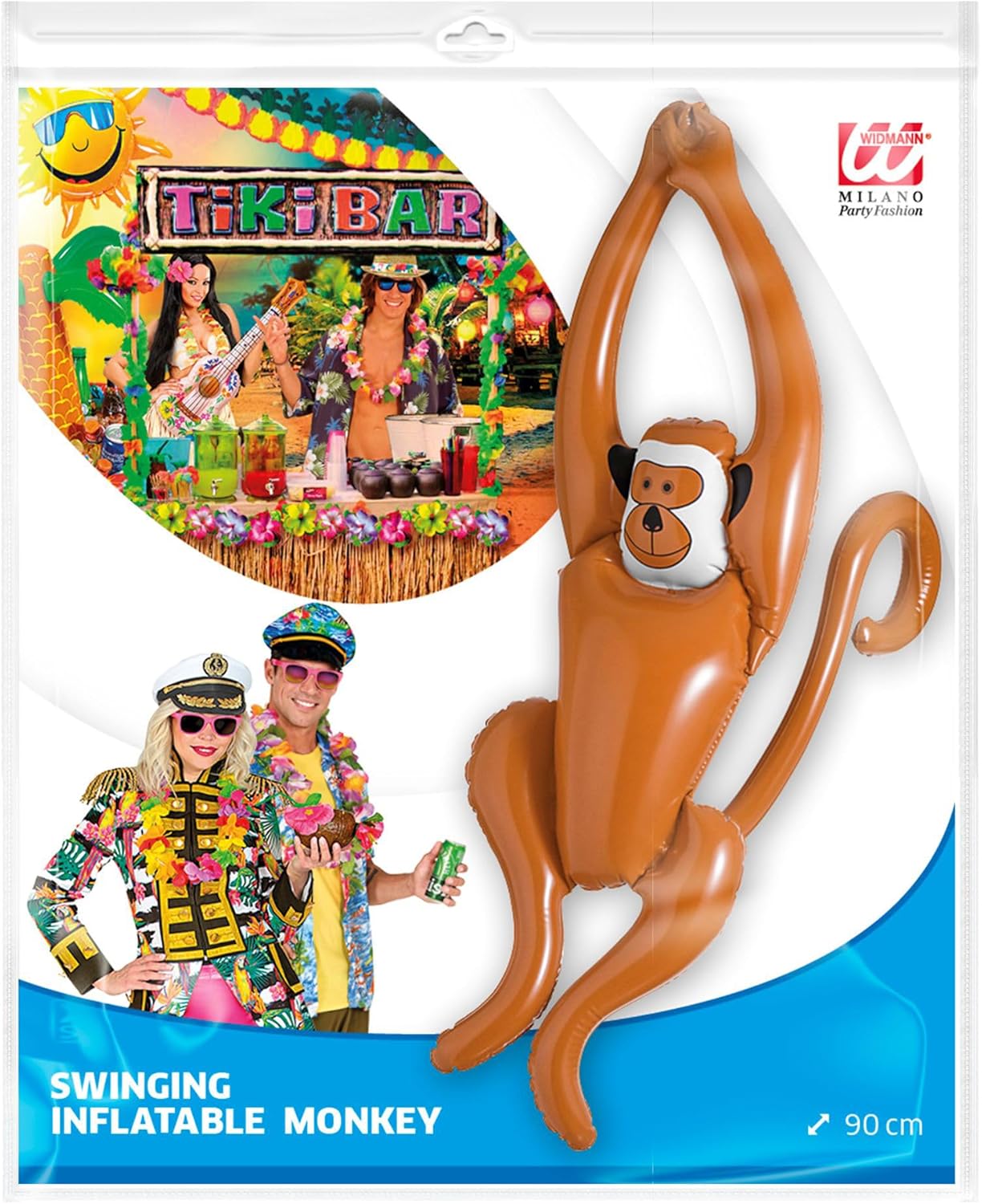 W WIDMANN MILANO Party Fashion 2467Y - Aufblasbarer Affe, ca. 90 cm, Dschungel, Partydeko, Fasching, Karneval, Mottoparty