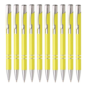 Metall Kugelschreiber 10er Set Hochwertige Blaue Tinte Premium Kullis für Büro Schule und Haushalt (Braun)