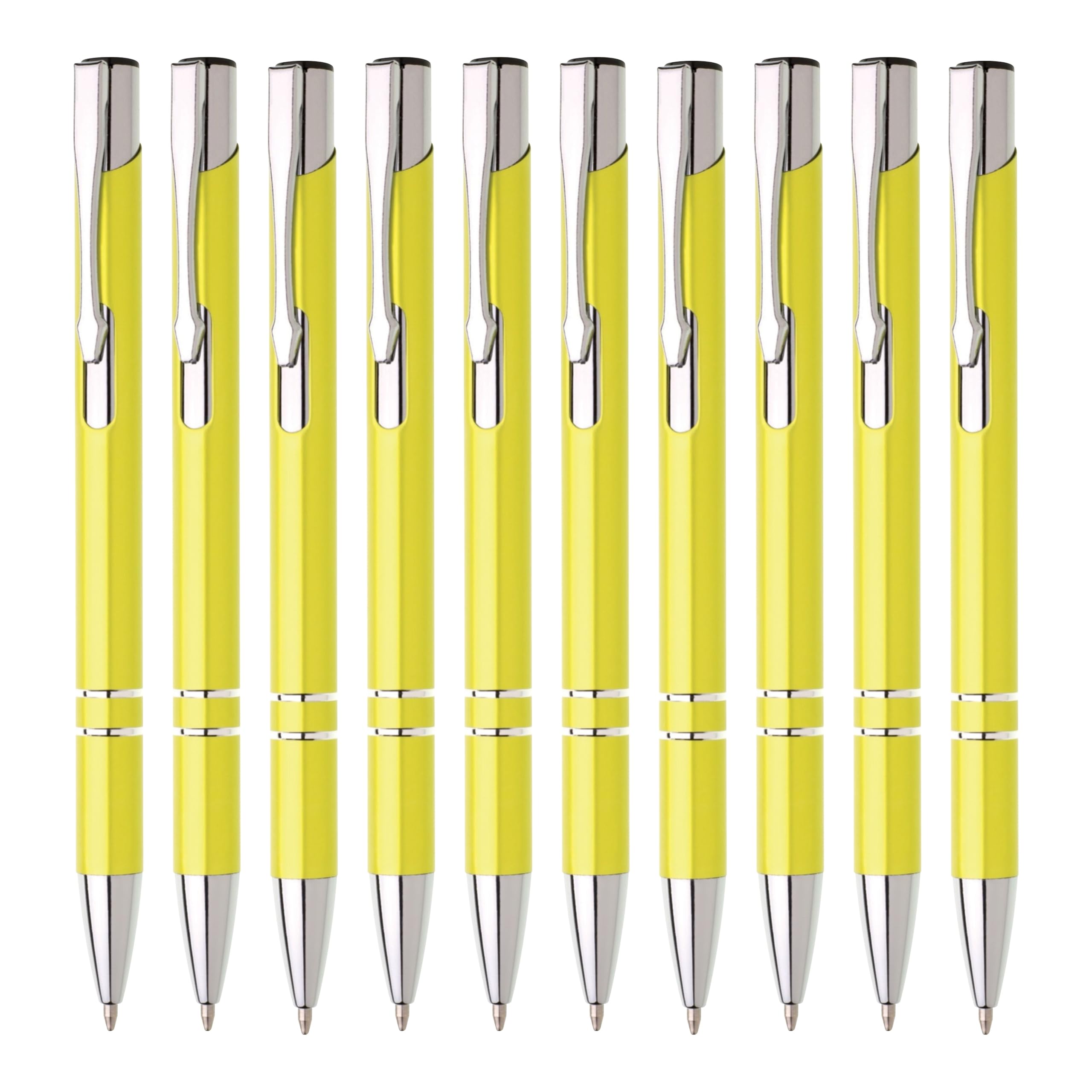 Metall Kugelschreiber 10er Set Hochwertige Blaue Tinte Premium Kullis für Büro Schule und Haushalt (Silber)