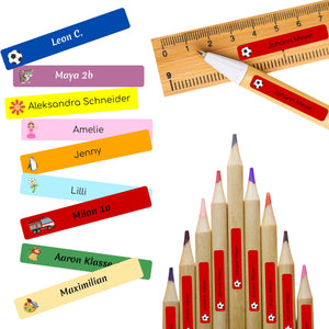 Namensaufkleber für Stifte | 112 Personalisierte Klebeetiketten für Kinder Schule Kita Uni | Namens Etiketten personalisiert | Made in Germany (Beerenlila)