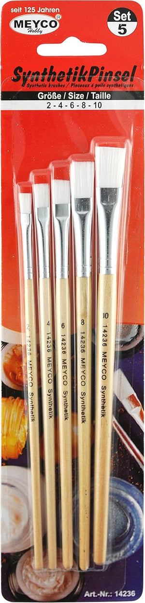 Meyco Synthetikpinsel im 5er Set Gr. 2-4 - 6-8 - 10