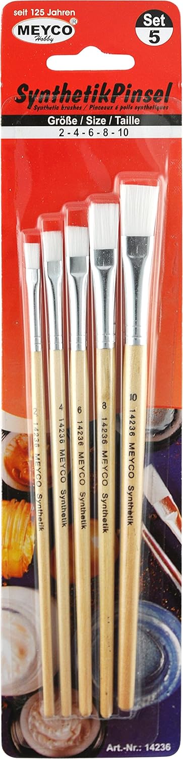 Meyco Synthetikpinsel im 5er Set Gr. 2-4 - 6-8 - 10