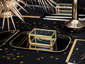 Box aus Glas 9x5.5x4cm Deko Schmuckkasten Deckel Schmuckbox Ringbox Geschenkbox Hochzeit klar gold